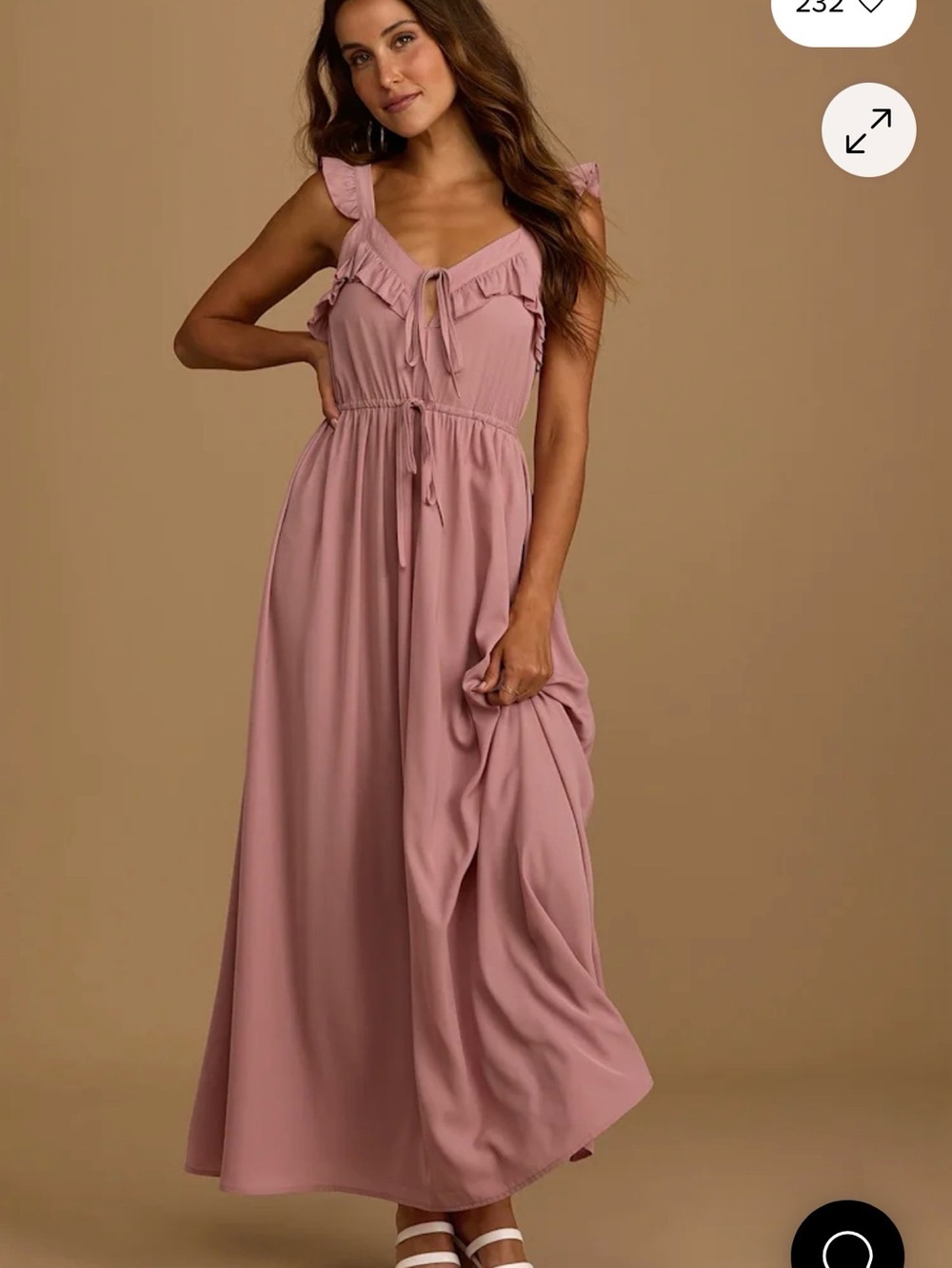 Lulu's Mauve Pink Ruffle-Trim Maxi Dress